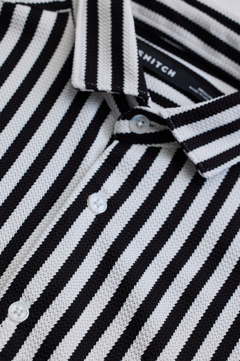 SNITCH Black Stripes Slim Fit Shirt - view 2