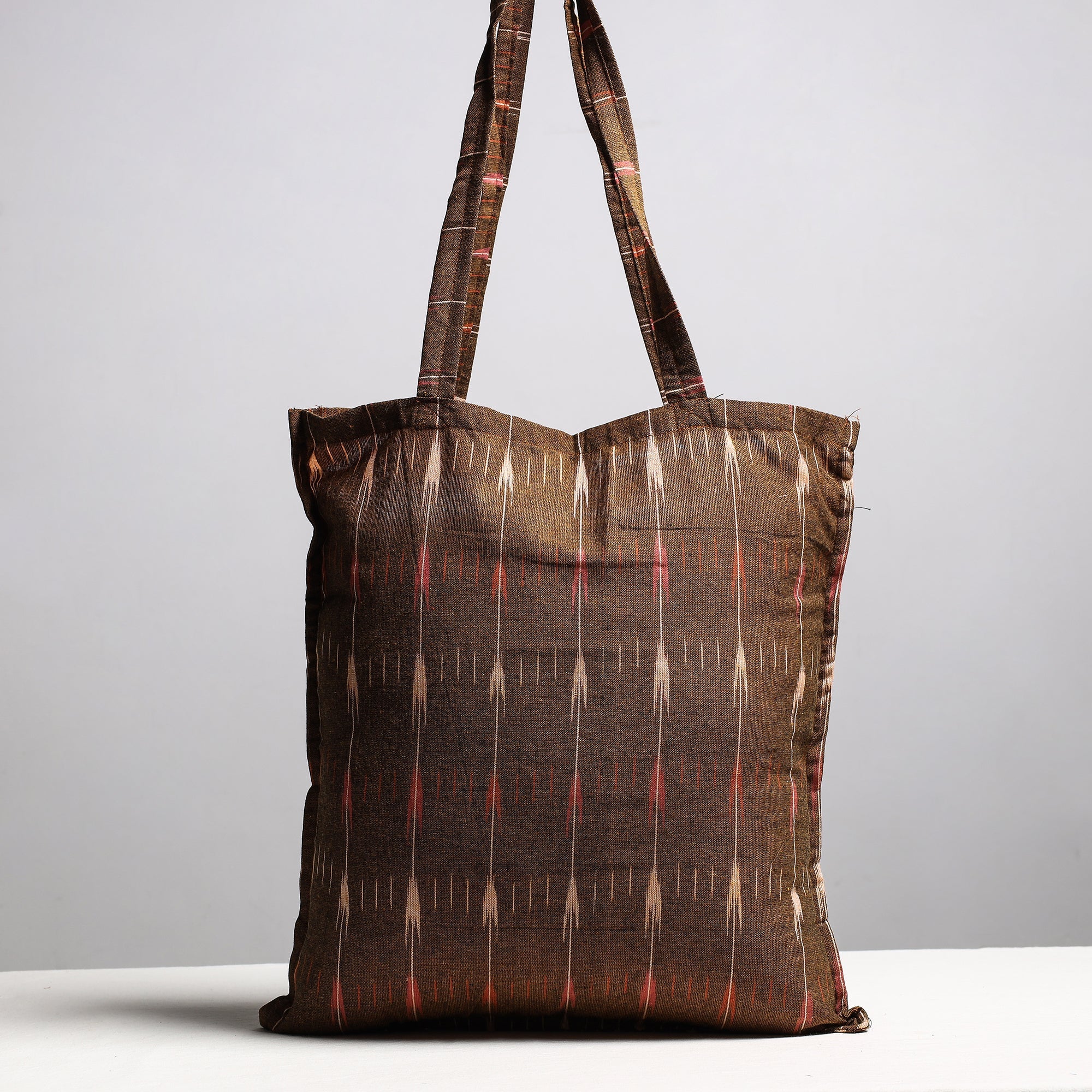 NOORI BAZAR Brown - Handcrafted Pochampally Ikat Weave Cotton Jhola Bag