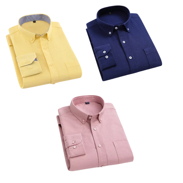 BlackTree Combo of 3 Cotton Shirt for Man ( Lemon,Navy Blue and Pink )