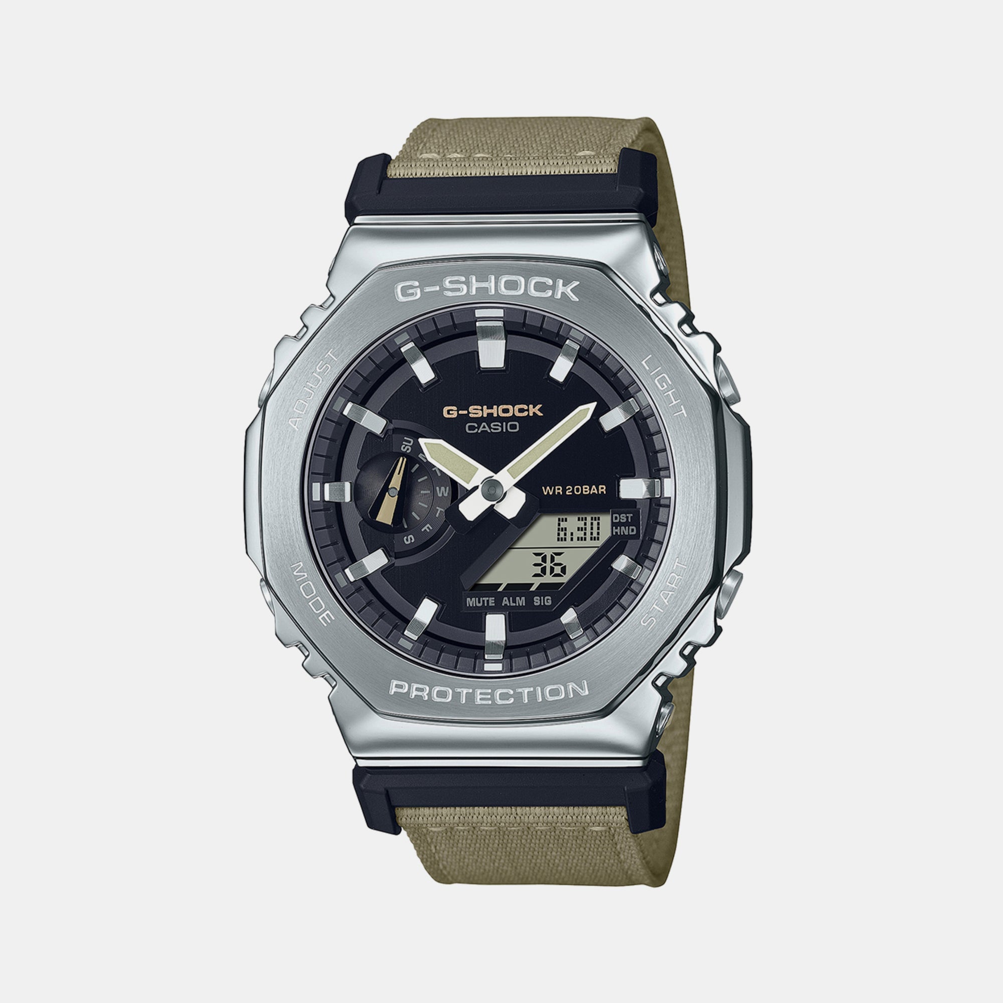 Casio G-Shock Men Quartz Grey Dial Analog-Digital Fabric Watch G1372