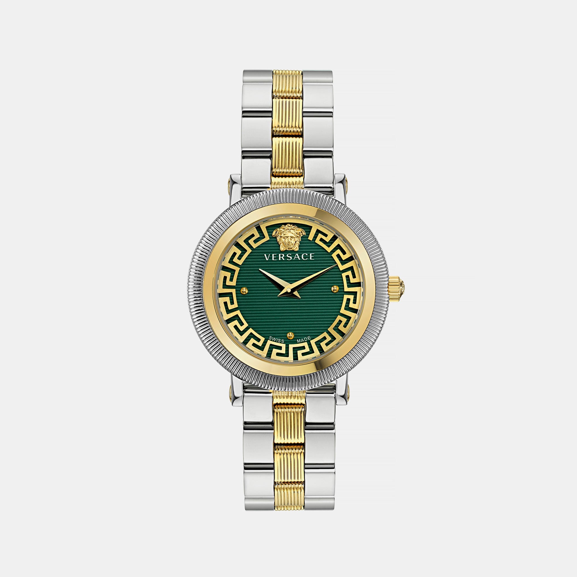 Versace Greca Flourish Women Quartz Green Dial Analog Stainless Steel Watch VE7F00523
