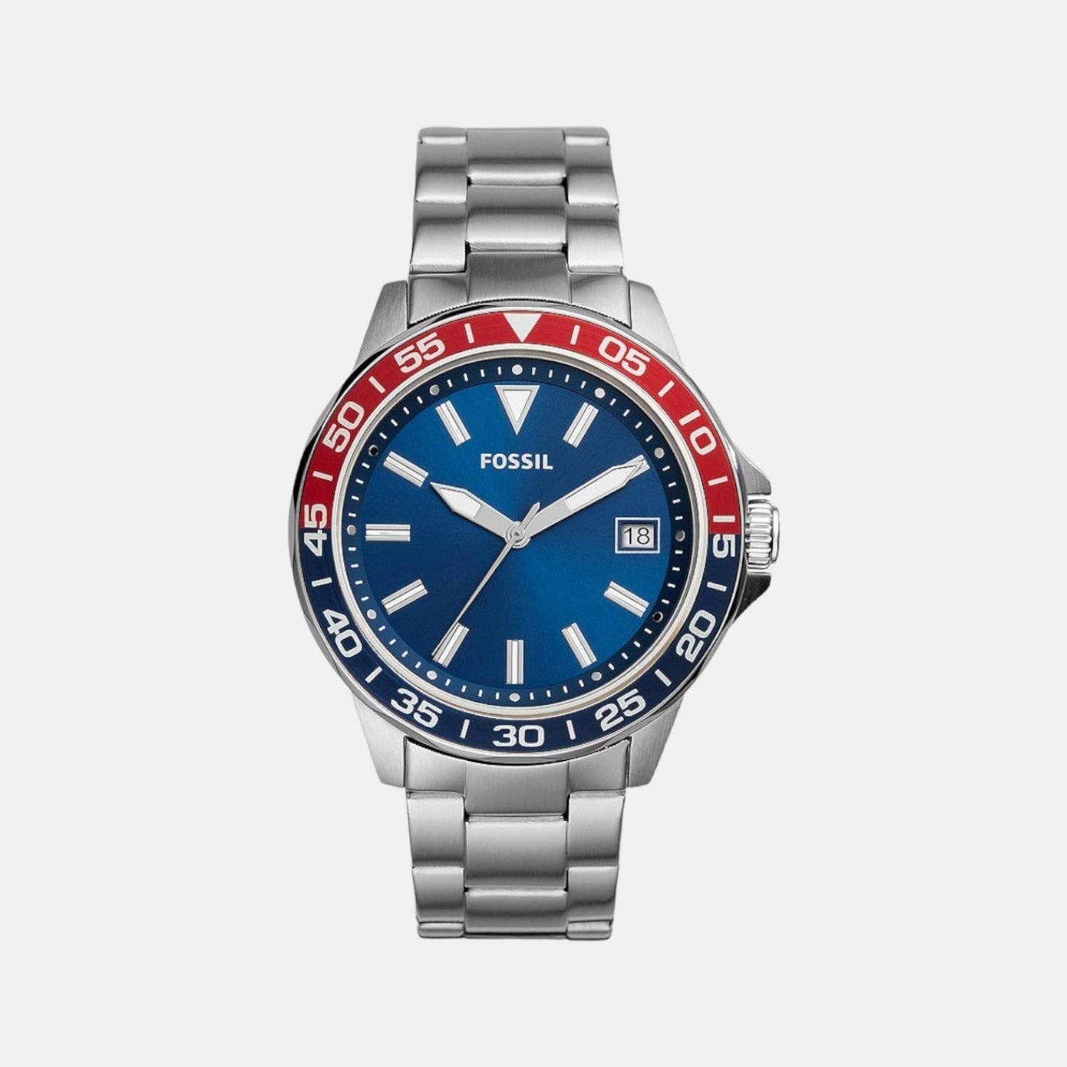 Fossil Bannon Men Quartz Blue Dial Analog Stainless Steel Watch BQ2505