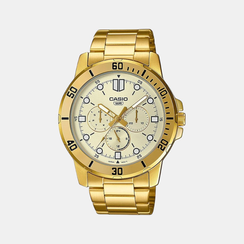 Casio Enticer Men Quartz White Dial Chronograph Stainless Steel Watch A1857