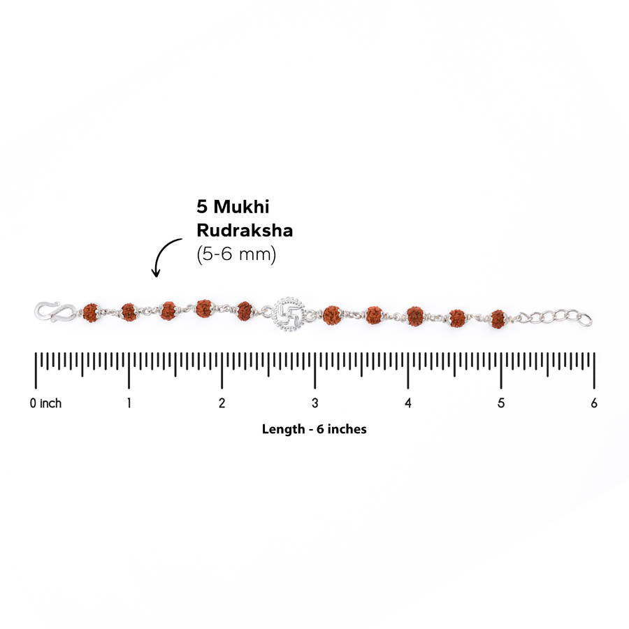 Prinjal Jewellers Rudraksha Silver Bracelet with Om Single Line for Kids - view 5