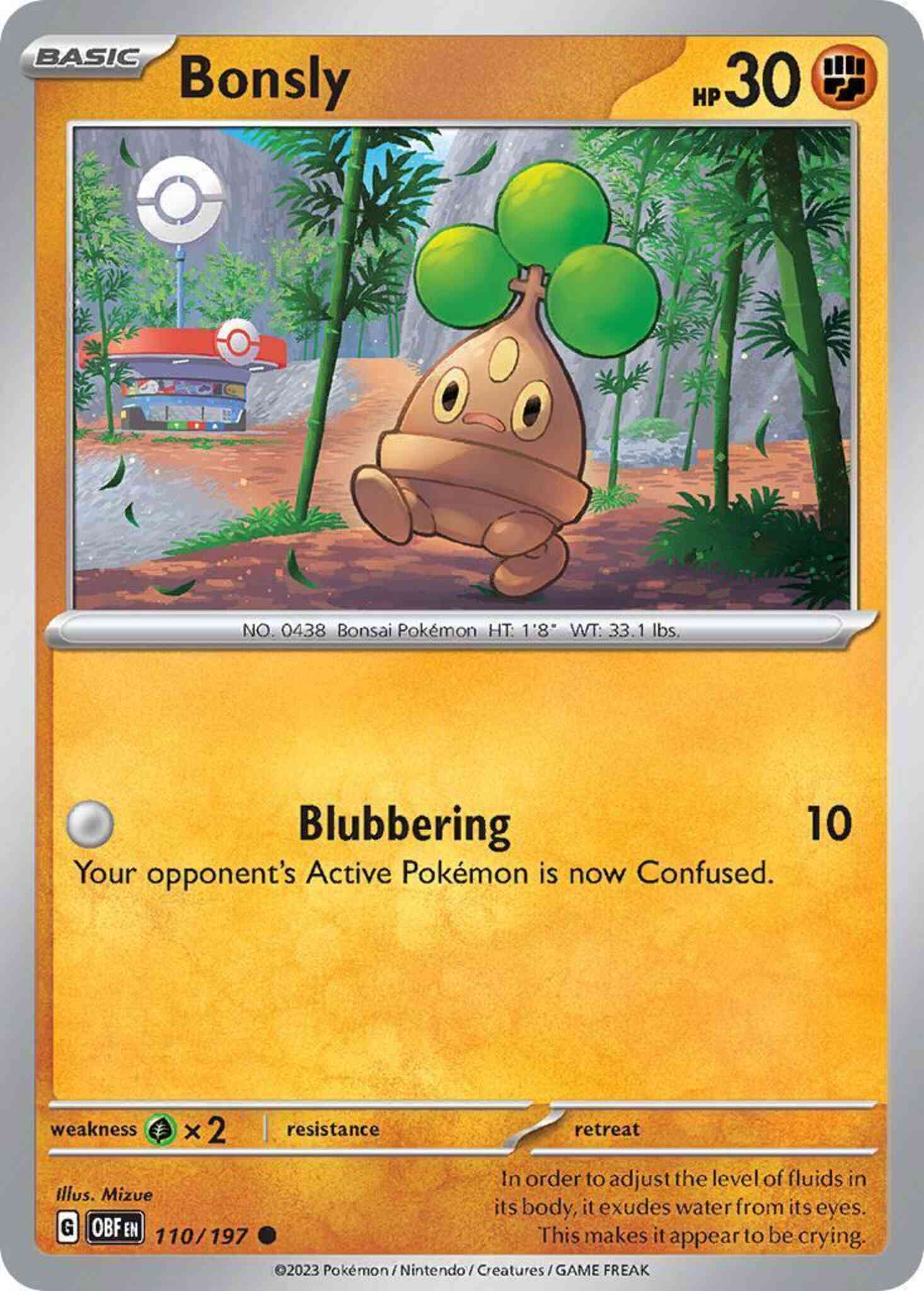 Common sv03-110 non-holo – Pokémon Bonsly - 110/197 - Common [sv03-110] [Non-Holo]