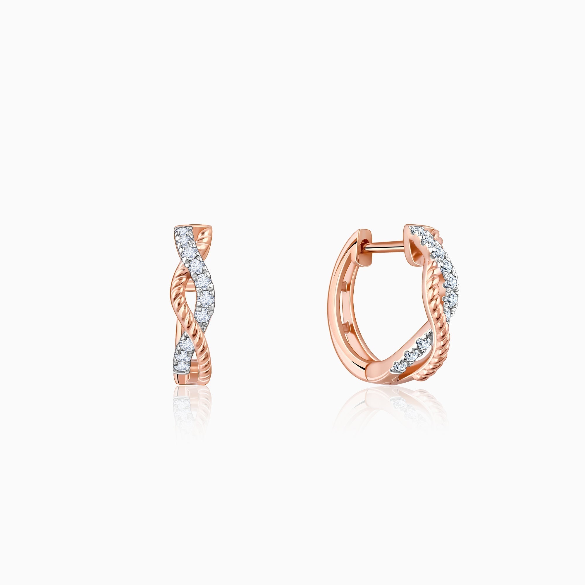 GIVA Jewellery Gold Twist and Shine Diamond Hoop Earrings