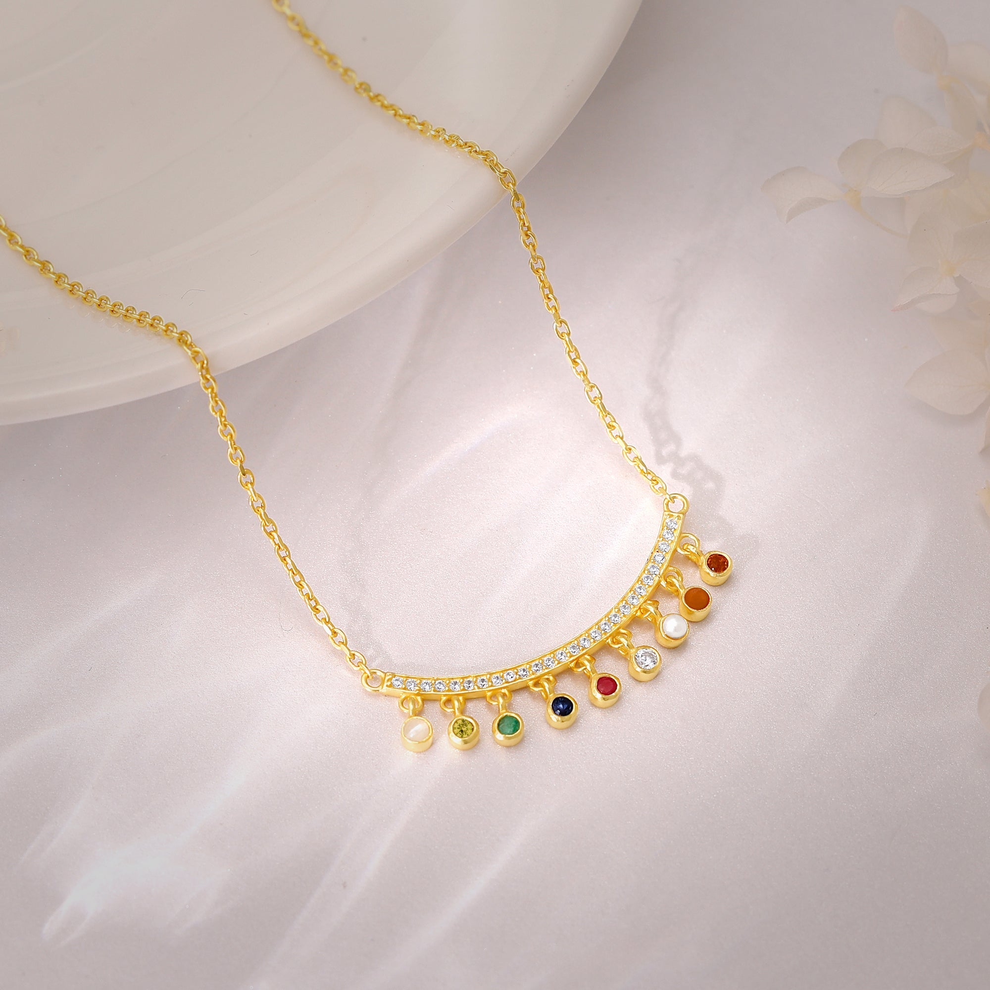 GIVA Jewellery Golden Navratan Necklace - view 2