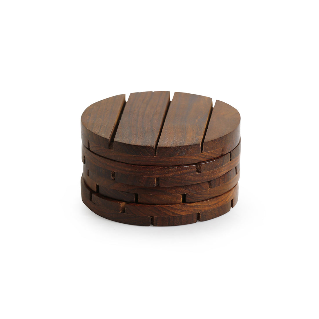 EXCLUSIVELANE 'Wood-rounds' Handcrafted Coasters In Sheesham Wood (Set Of 4) - view 2