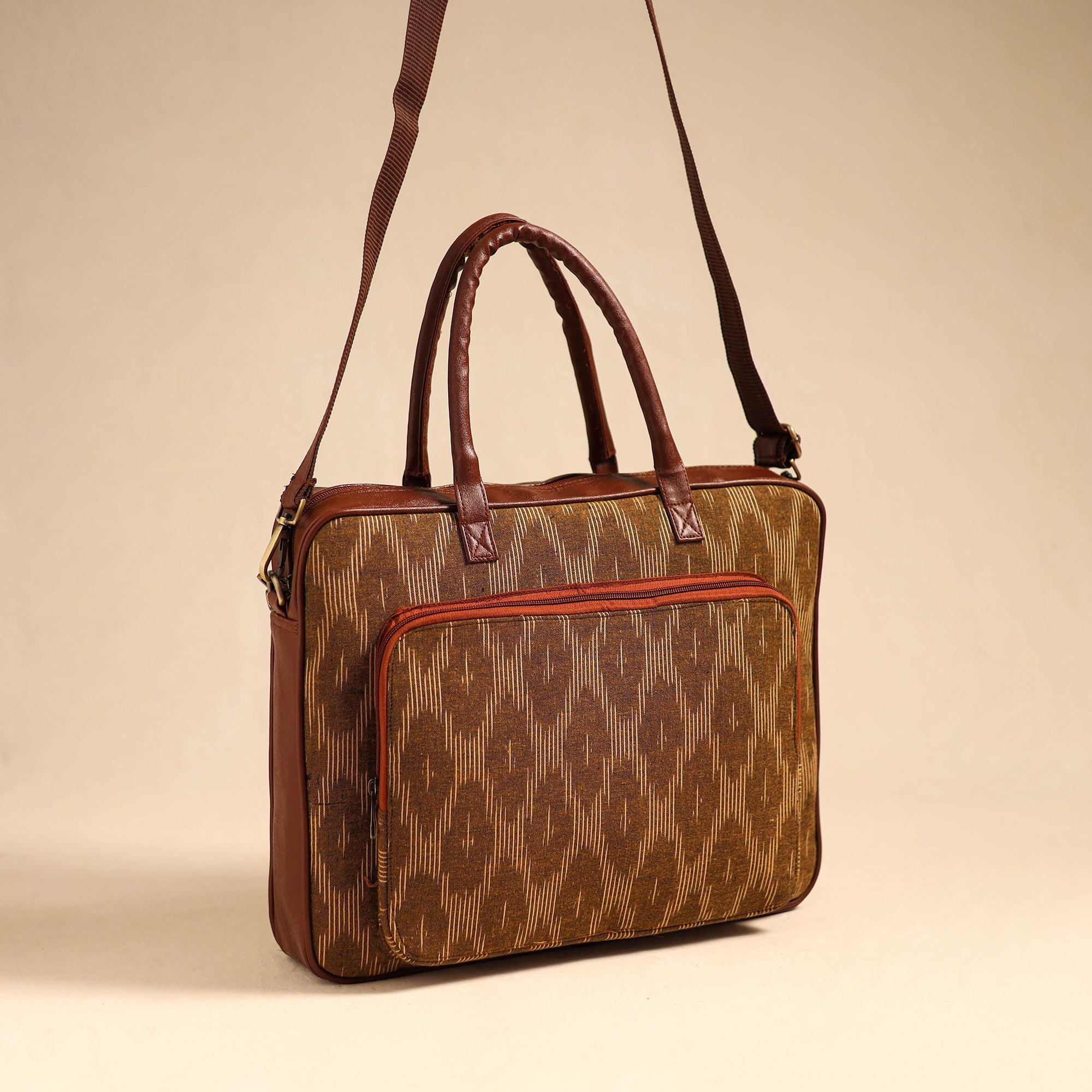 ITOKRI CRAFTS INITIATIVE Brown - Handmade Pochampally Ikat Laptop Bag 17 - view 2