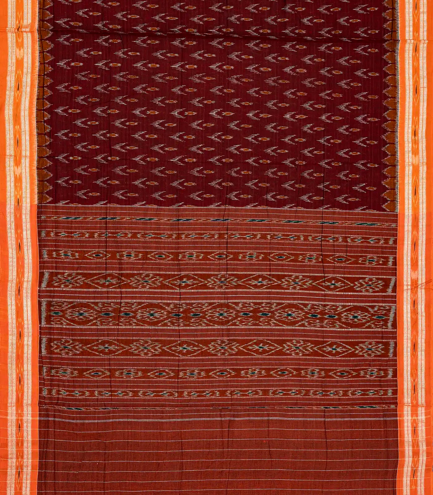 RmKV Maroon Orissa Cotton Saree With Tie & Dye Flower Motifs - view 2