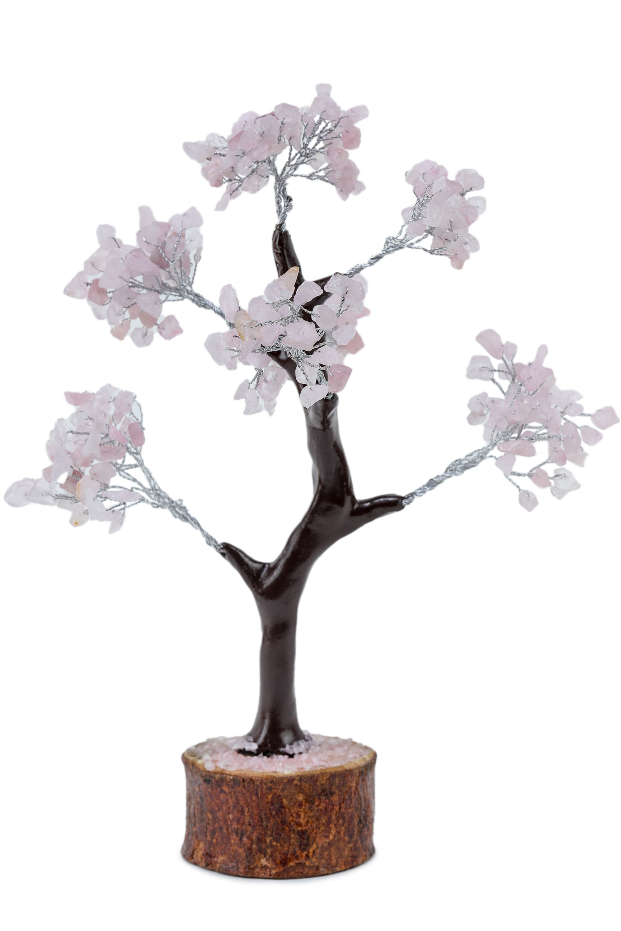 Studio Vaidik Rose Quartz Crystal Tree (M-seal)- 300 chips Pink Height 23cms Approx - view 4