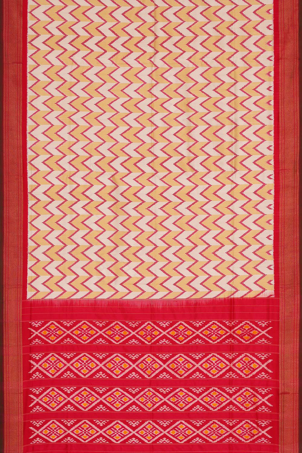 Kalanjali Ikat Silk Cream Saree – Women's - view 3