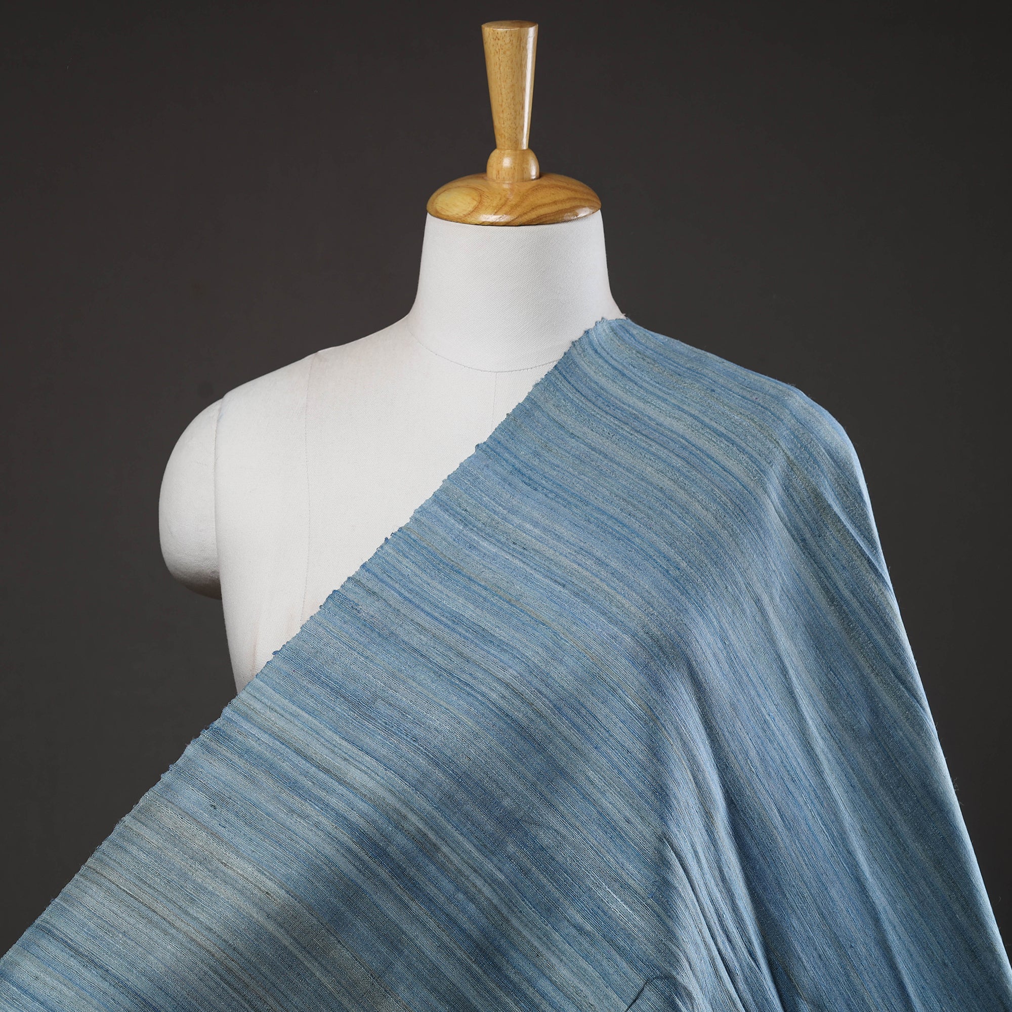 ITOKRI CRAFTS INITIATIVE Blue - Bhagalpuri Handwoven Pure Desi Tussar Silk Fabric 11