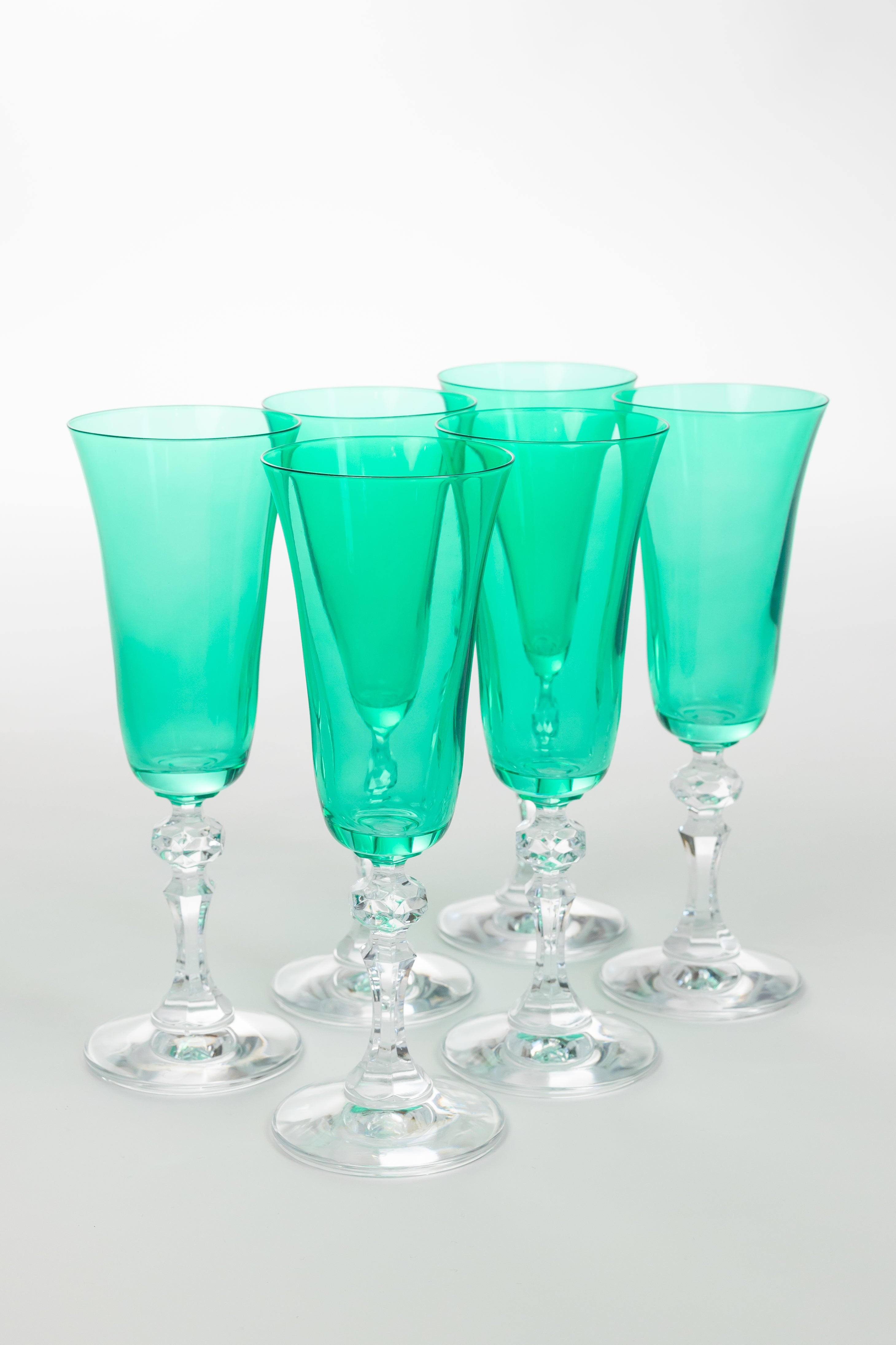 Estelle Colored Glass Estelle Colored Regal Flute With Clear Stem - Set of 6 {Kelly Green} - view 2