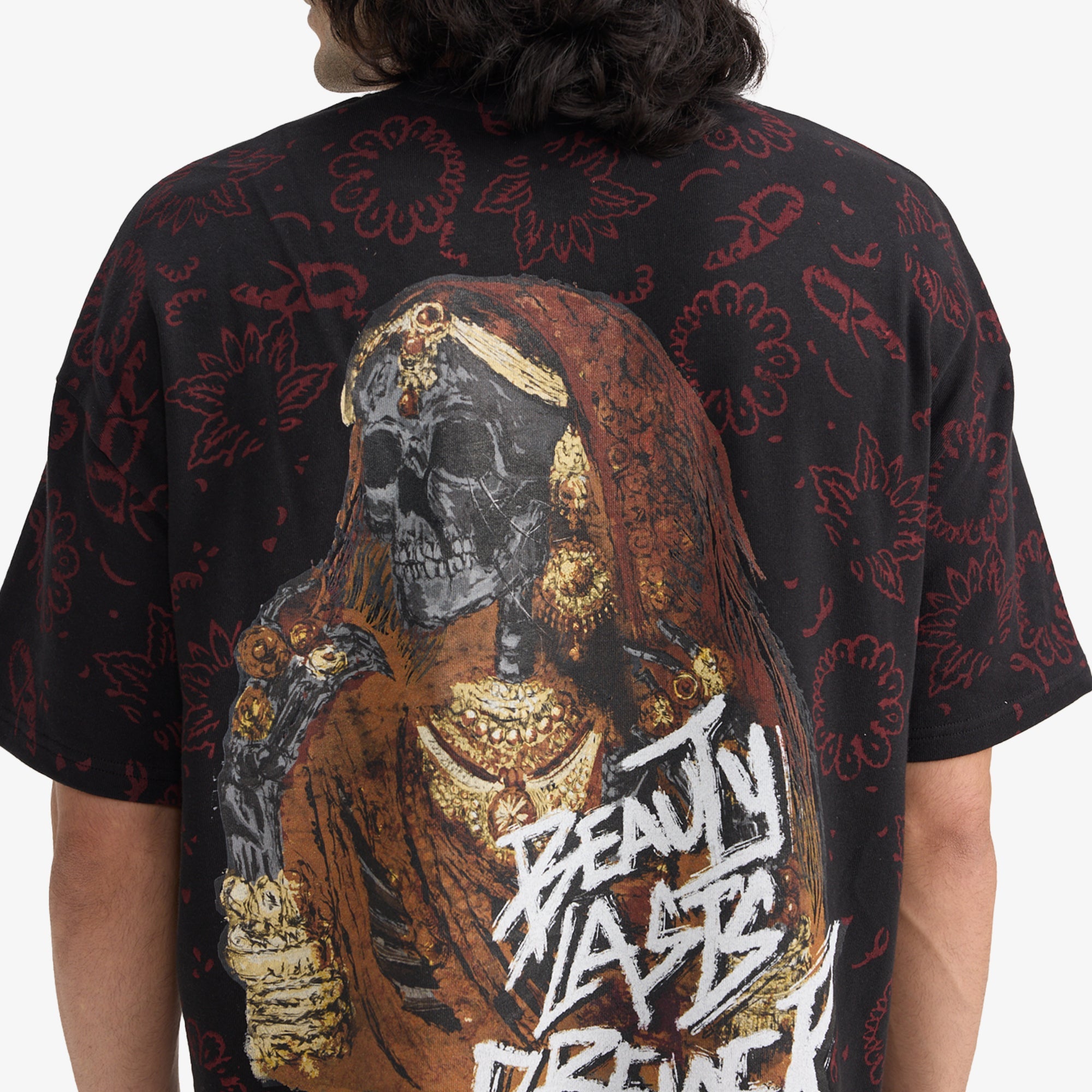 F A R A K | Beauty Lasts Forever Blockprint T-shirt { Black/black - view 5