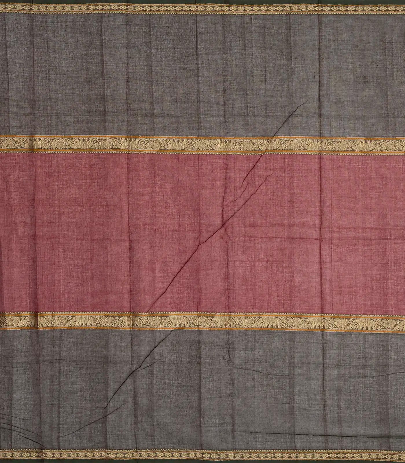 RmKV Crimson Handloom Kanchi Cotton Muppagam Saree With Checks & Button Motifs - view 4