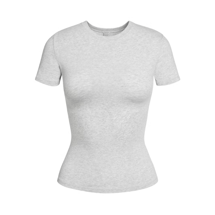 HYPE ELIXIR Skims Cotton Jersey T-Shirt Light Heather Grey