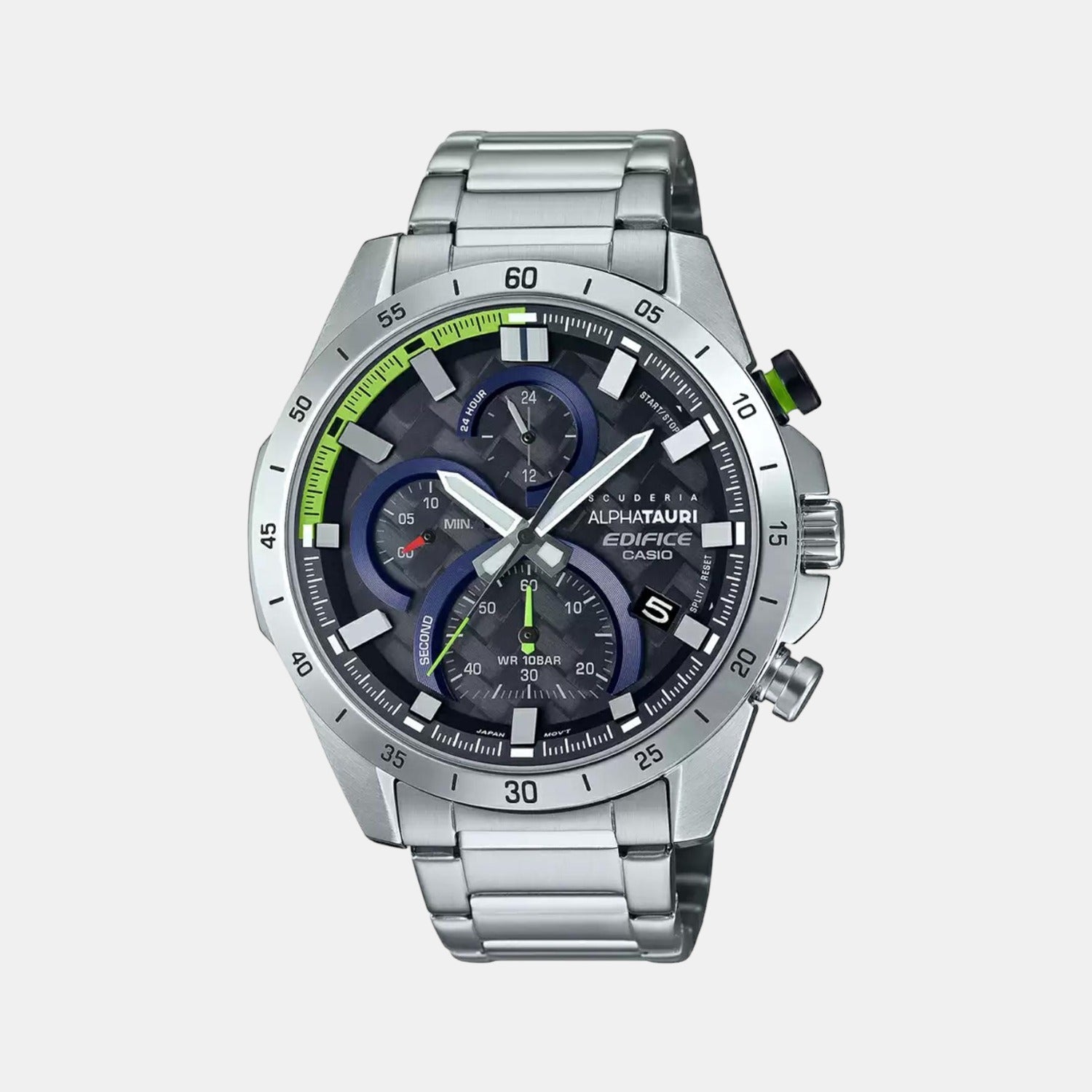 Casio Edifice Men Quartz Black Dial Chronograph Stainless Steel Watch EX536