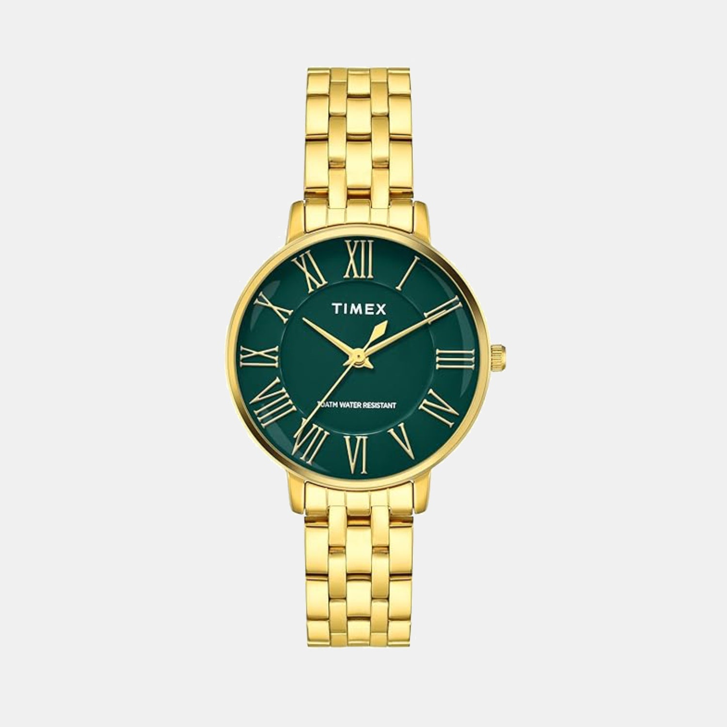 Timex Fashion Women Quartz Green Dial Analog Stainless Steel Watch TWEL19106