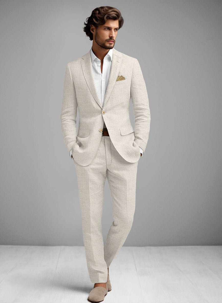 StudioSuits Solbiati Beige Herringbone Linen Suit - view 2