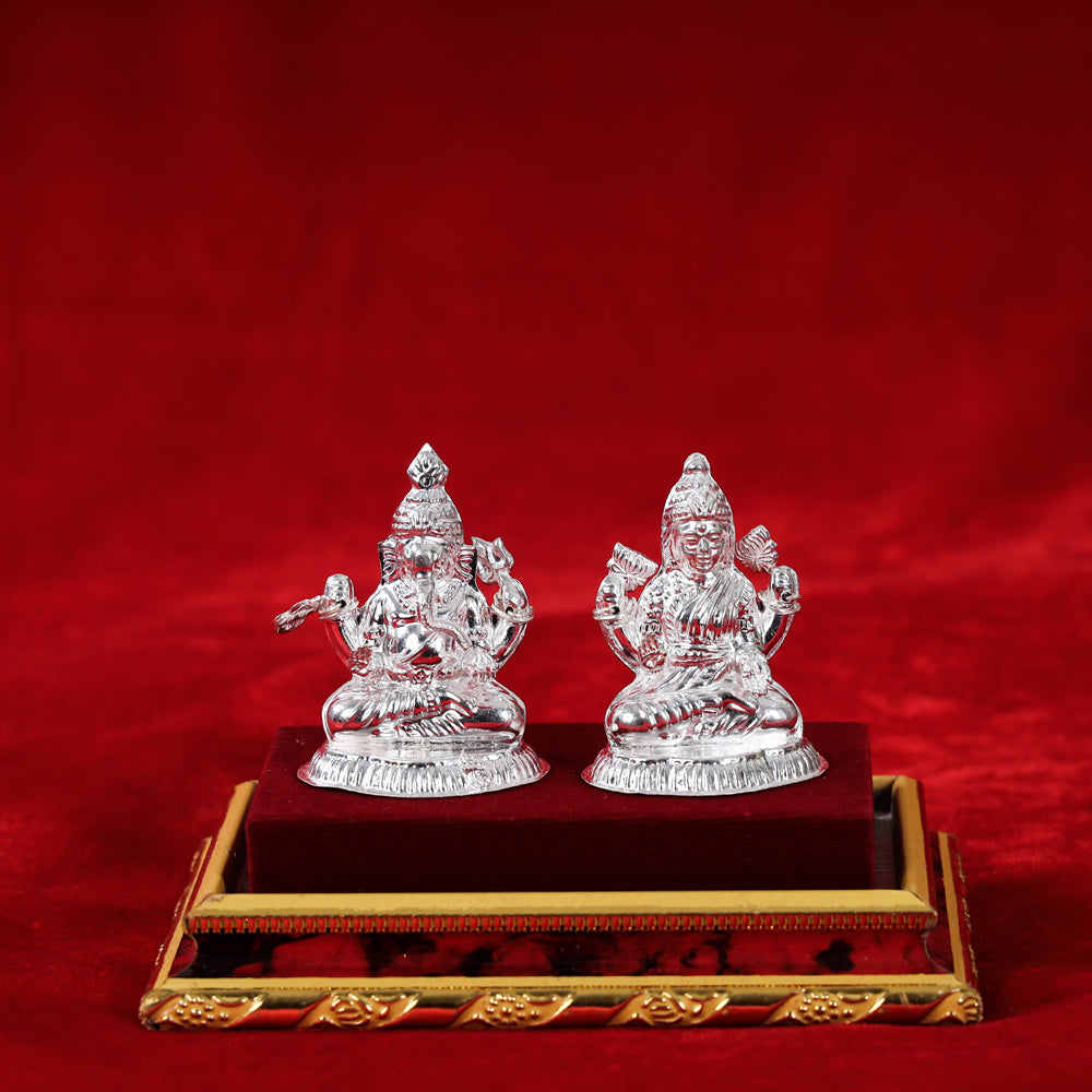 Ganesh idol medium – ITOKRI CRAFTS INITIATIVE (2.5 in) Silver Lakshmi and Ganesh Idol (Medium) (50 Grams)