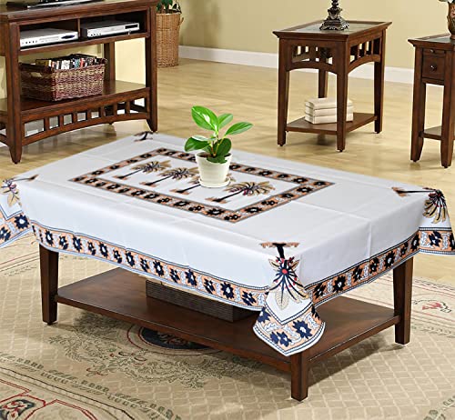 Kuber Industries Floral Print Polyester Center Table Cover/Table Cloth for Home Decorative Luxurious 4 Seater, 60"x40" (Light Orange) 54KM4259