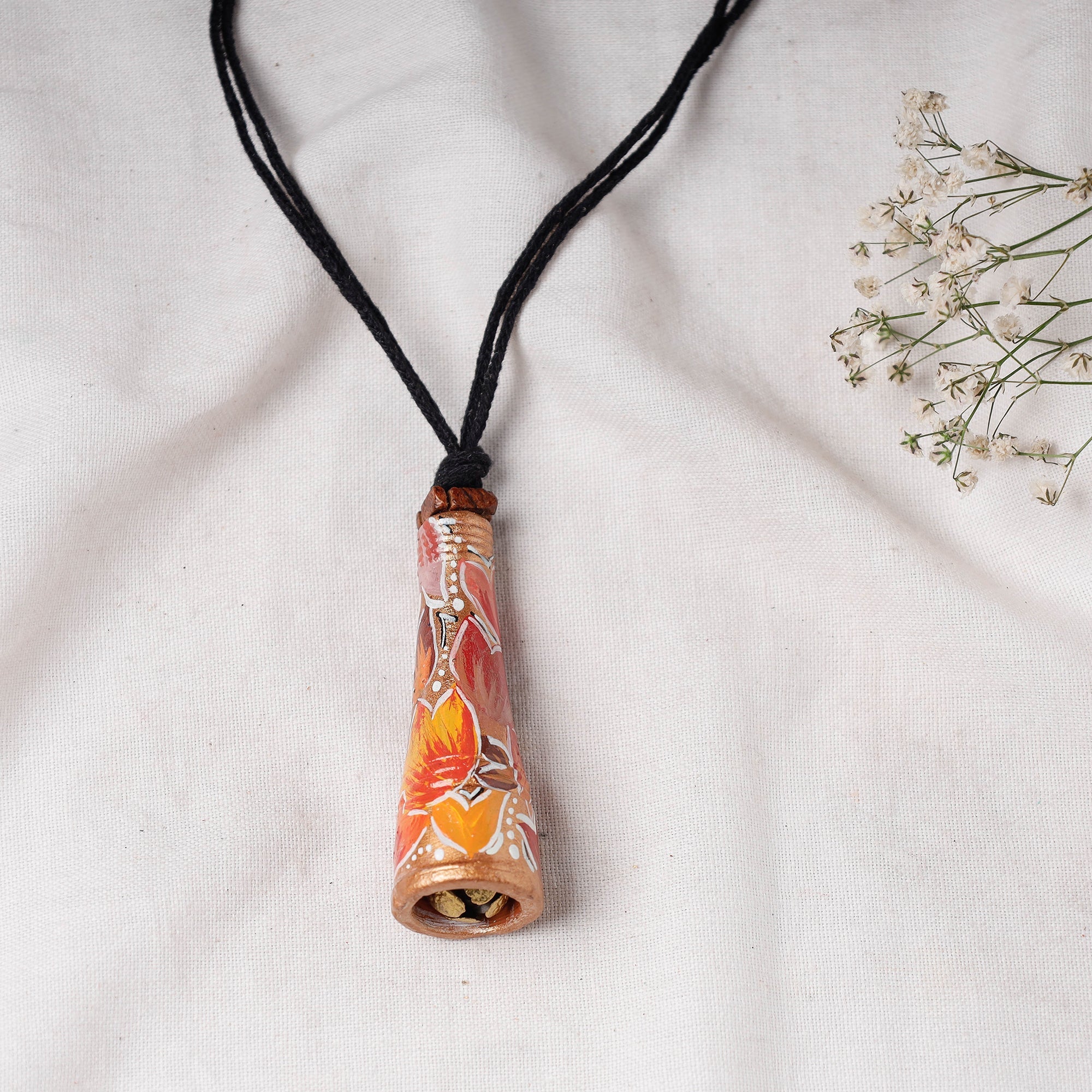 KHUSHBASH - HAPPY LOOM OF EAST Bishnupur Handpainted Terracotta Necklace - view 2
