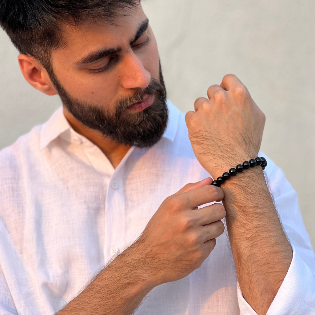 brantashop Black Crystal Bracelet For Men & Women