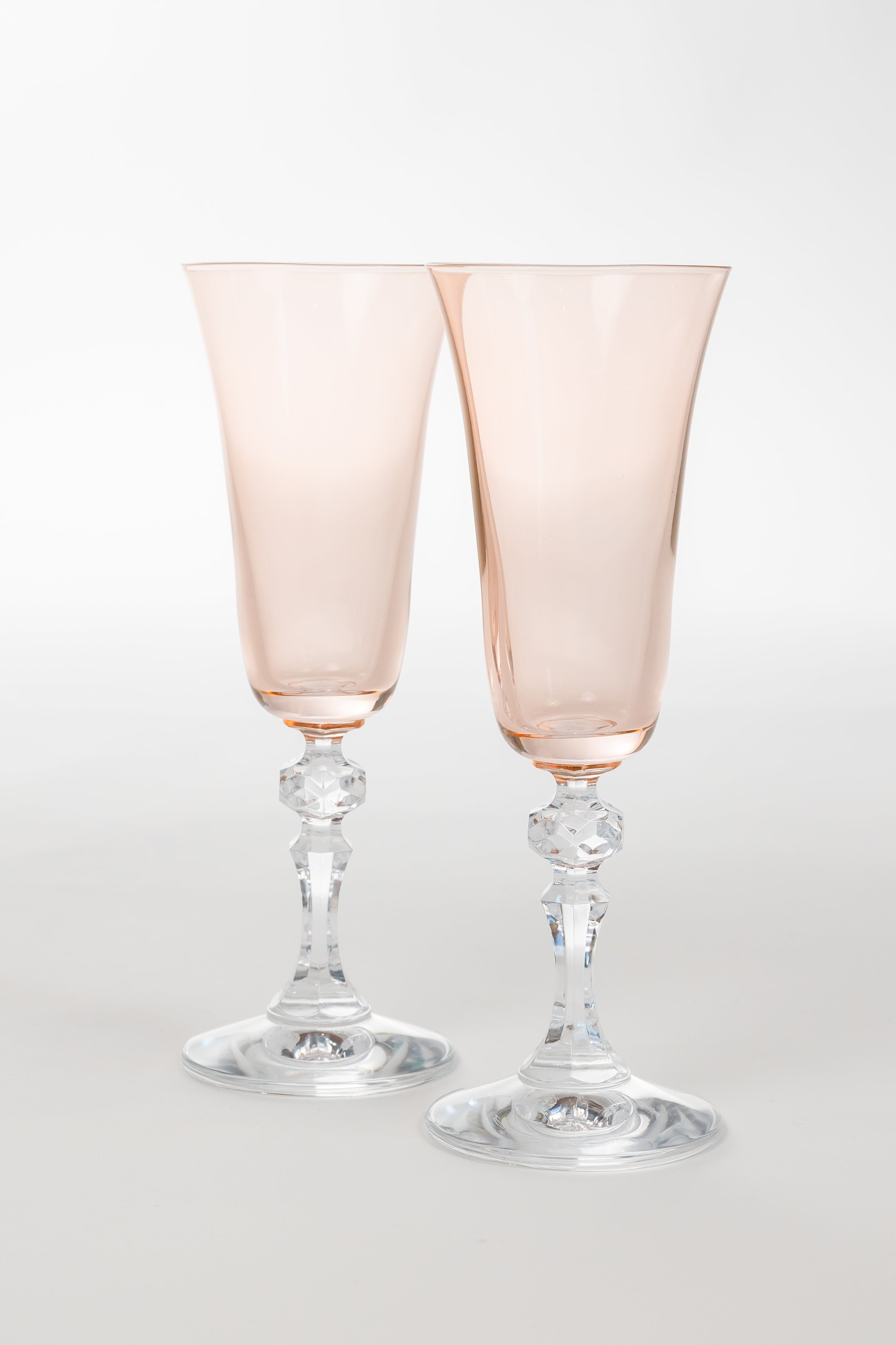 Estelle Colored Glass Estelle Colored Regal Flute With Clear Stem - Set of 2 {Blush Pink}