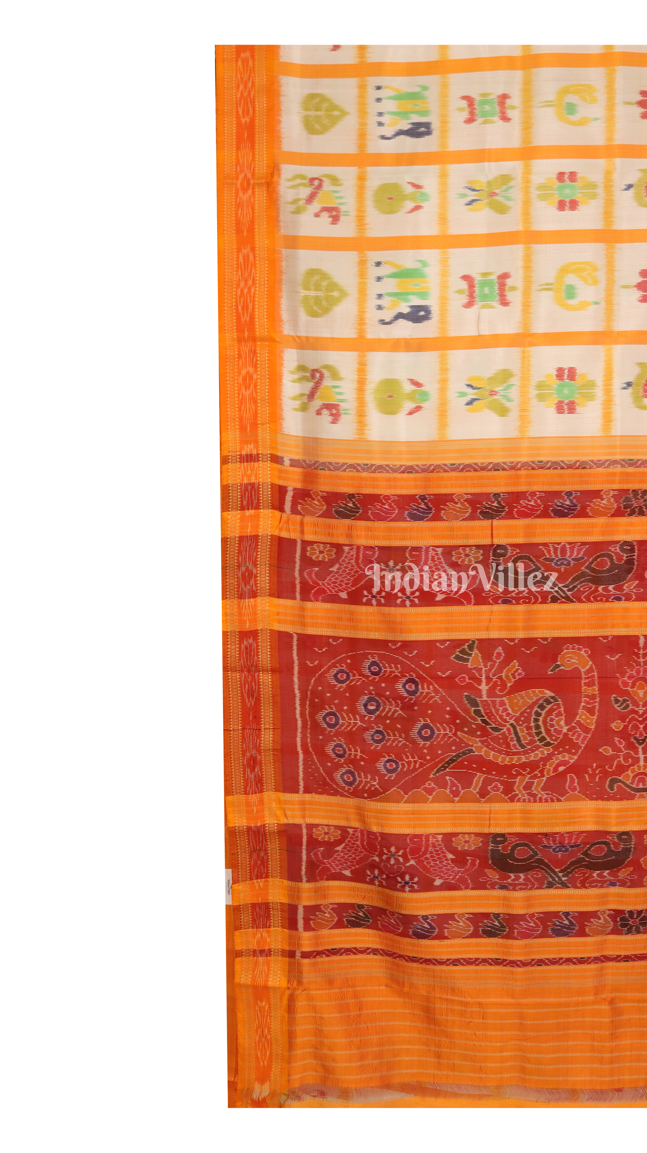 IndianVillèz White Yellow Nabakothi Khandua Silk Saree - view 2