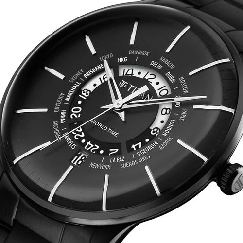 Titan Black Dial World Time with Date Stainless Steel Strap watch for Men 41mm NS90145NM01 - view 2