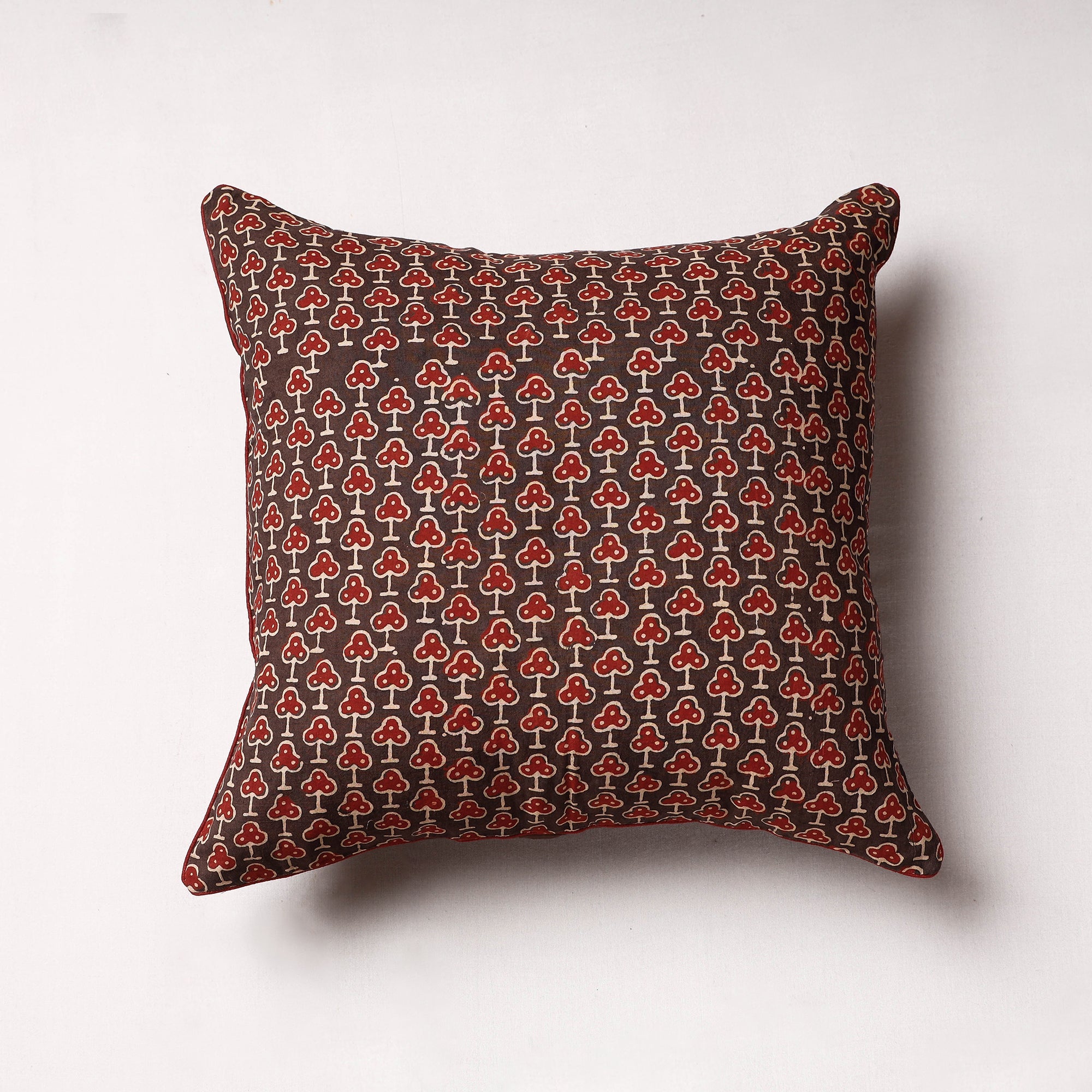 HAVELI CHRONICLES Brown - Ajrakh Block Printed Cotton Cushion Cover (16 x 16 in)