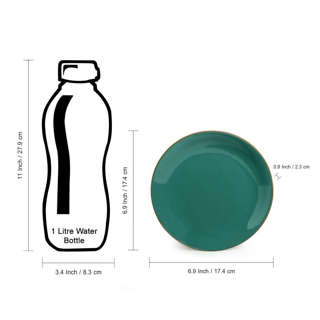 EXCLUSIVELANE 'Earthen Turquoise' Hand Glazed Side/Quarter Plates In Ceramic (Set of 6, Microwave Safe) - view 6