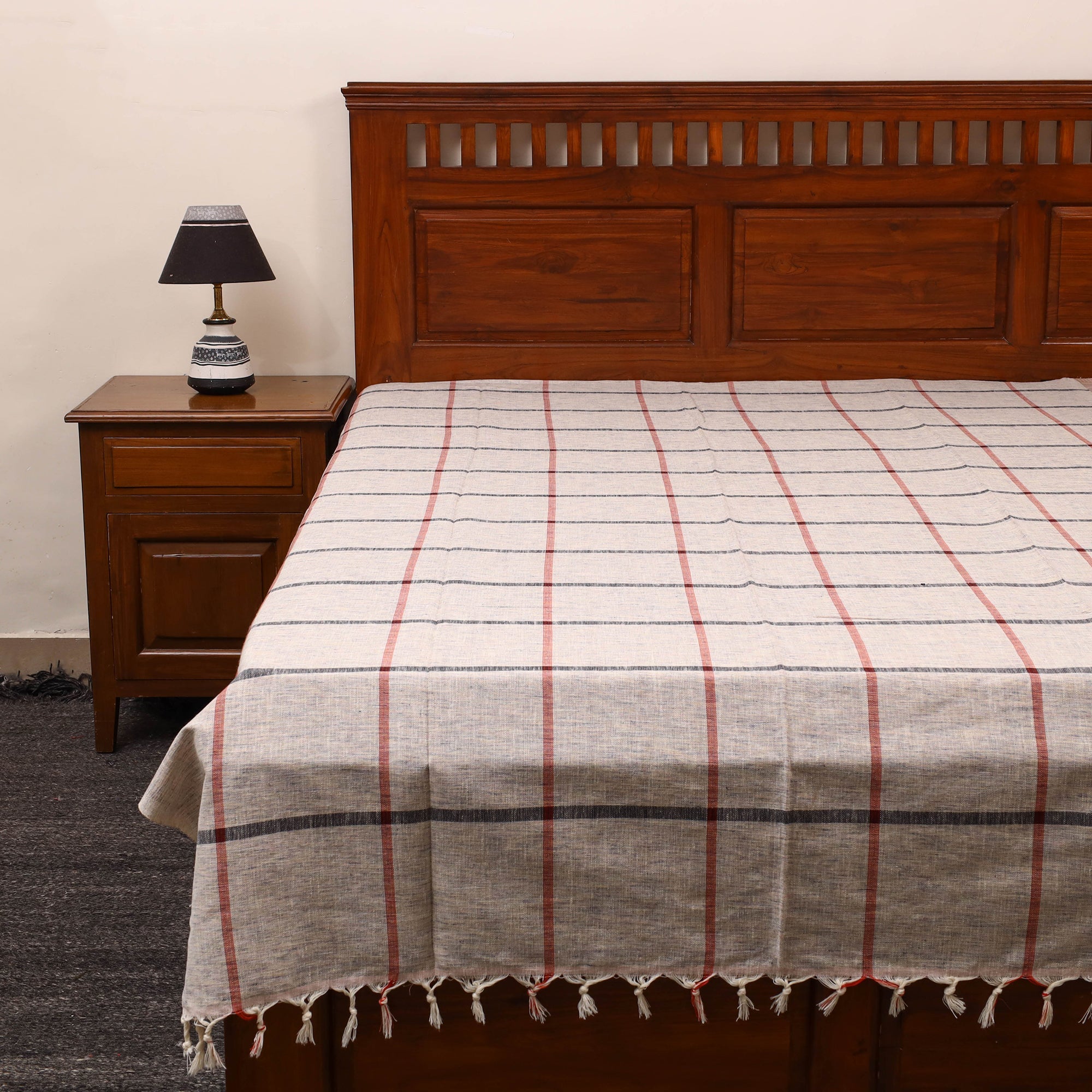 GWALIOR HANDLOOMS Beige - Plain Cotton Single Handloom Bed Cover (90 x 60 in) 75