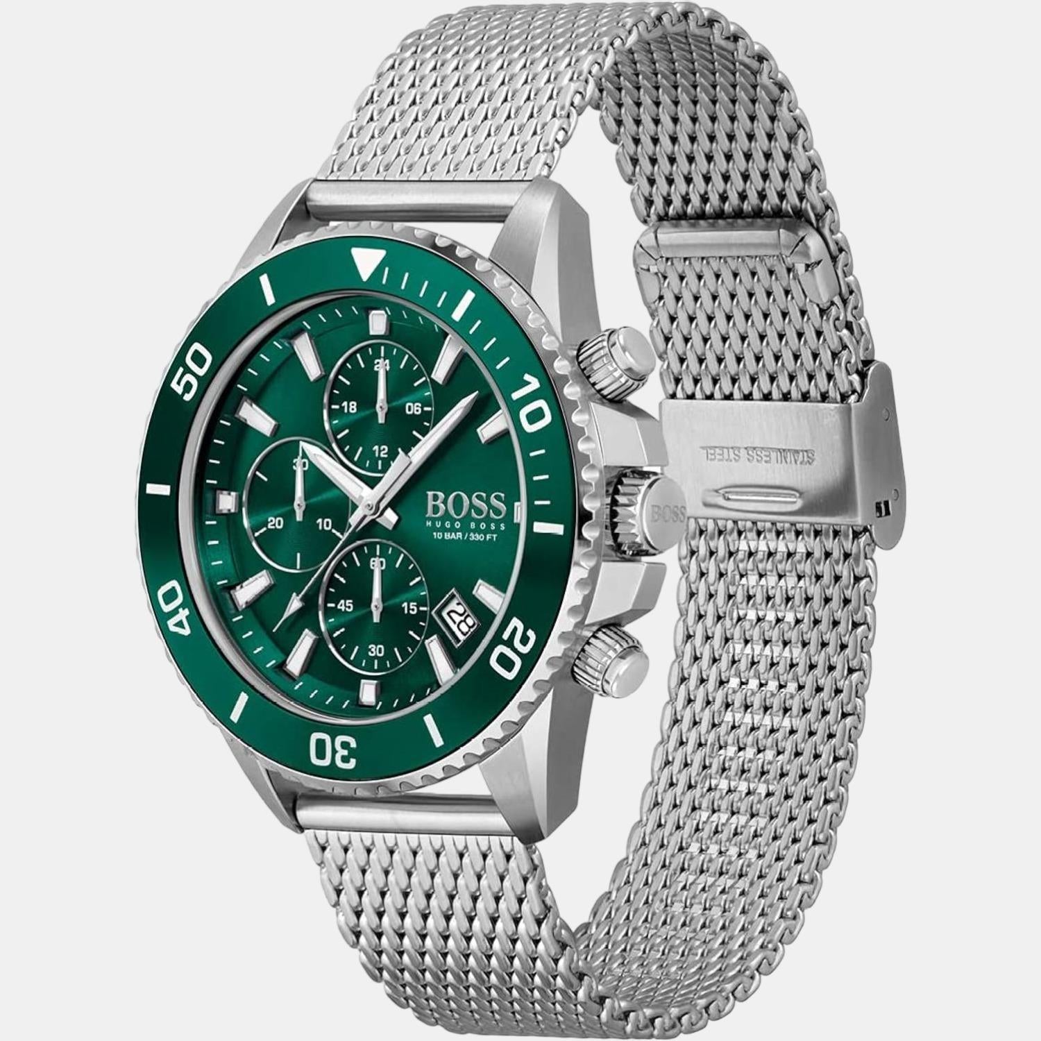 Boss Admiral Men Quartz Green Dial Chronograph Stainless Steel Watch 1513905 - view 2