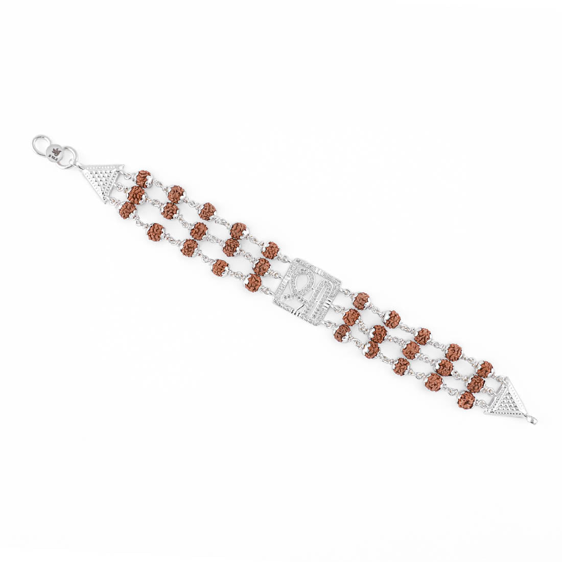 Prinjal Jewellers Rudraksha Silver Shree Tripal Line bracelet - view 4