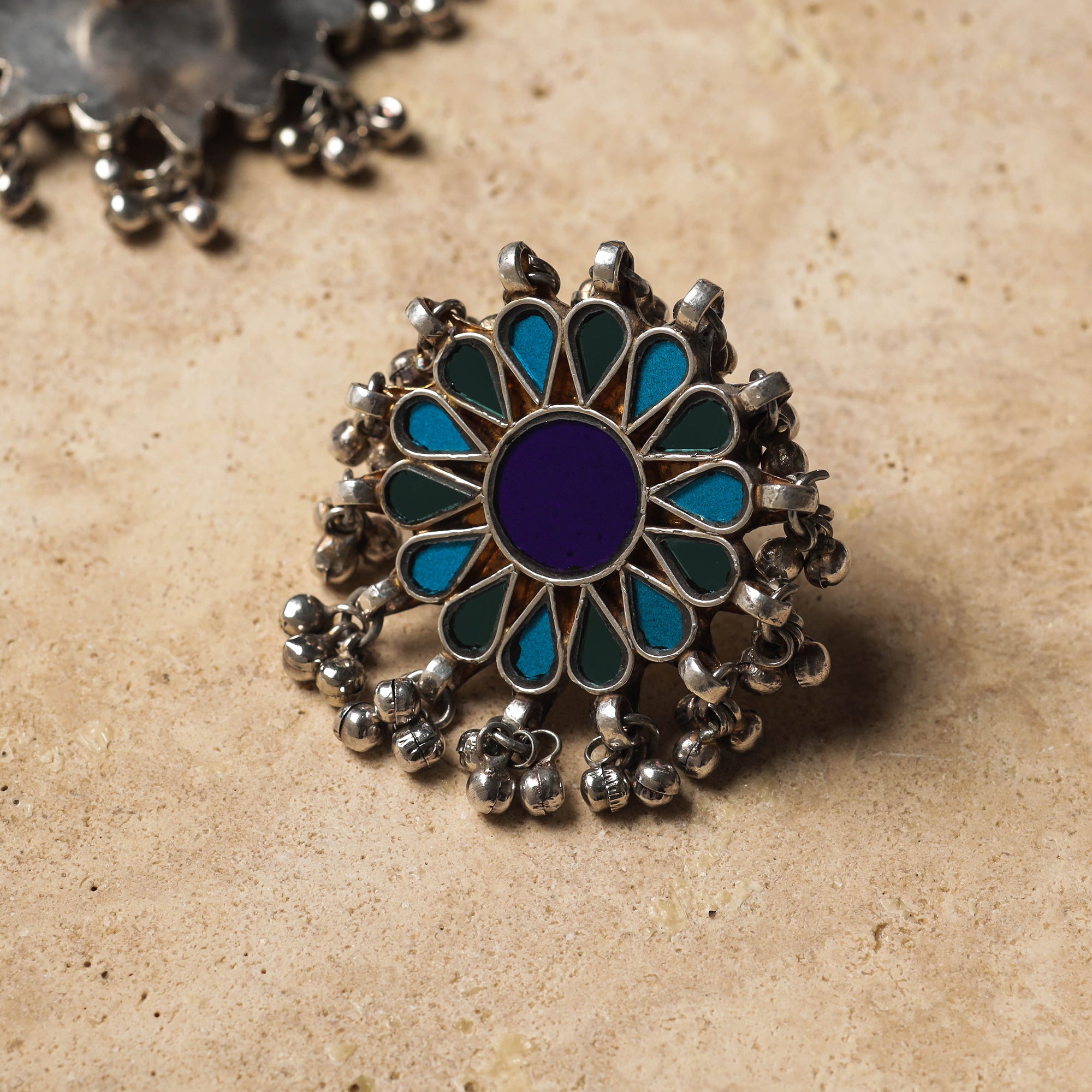 ITOKRI CRAFTS INITIATIVE Antique Glass Encrusted Tribal GS Ring (Adjustable) - view 2
