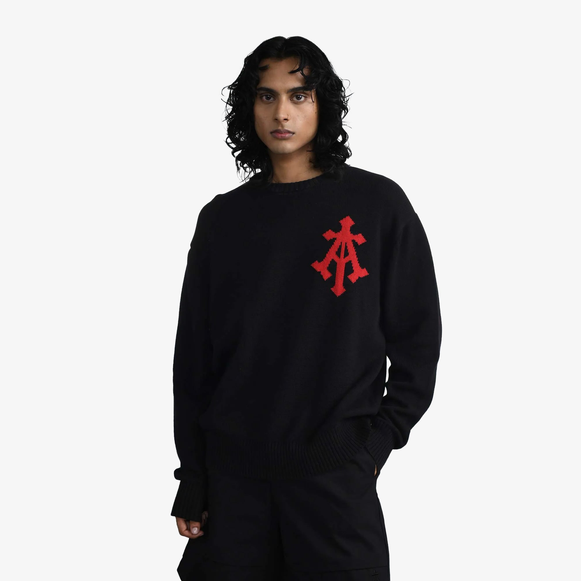 Almost Gods | Alpha Cross Knit Sweater { Black