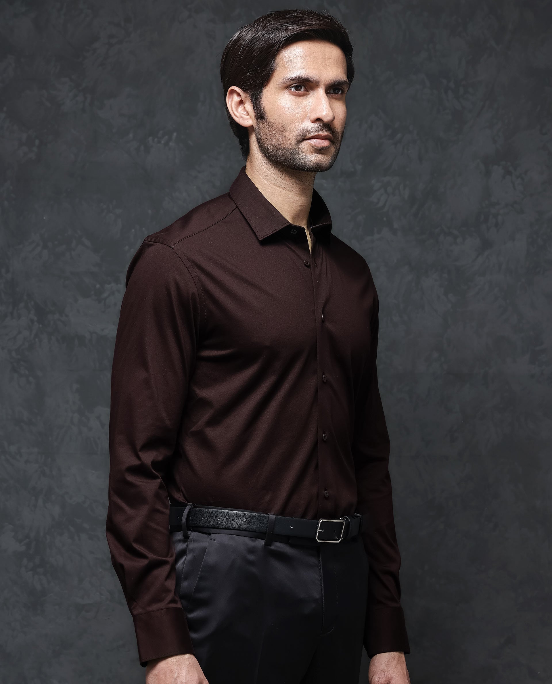 Rare Rabbit Men's Zaco Maroon Cotton Fabric Full Sleeves Regular Fit Solid Shirt