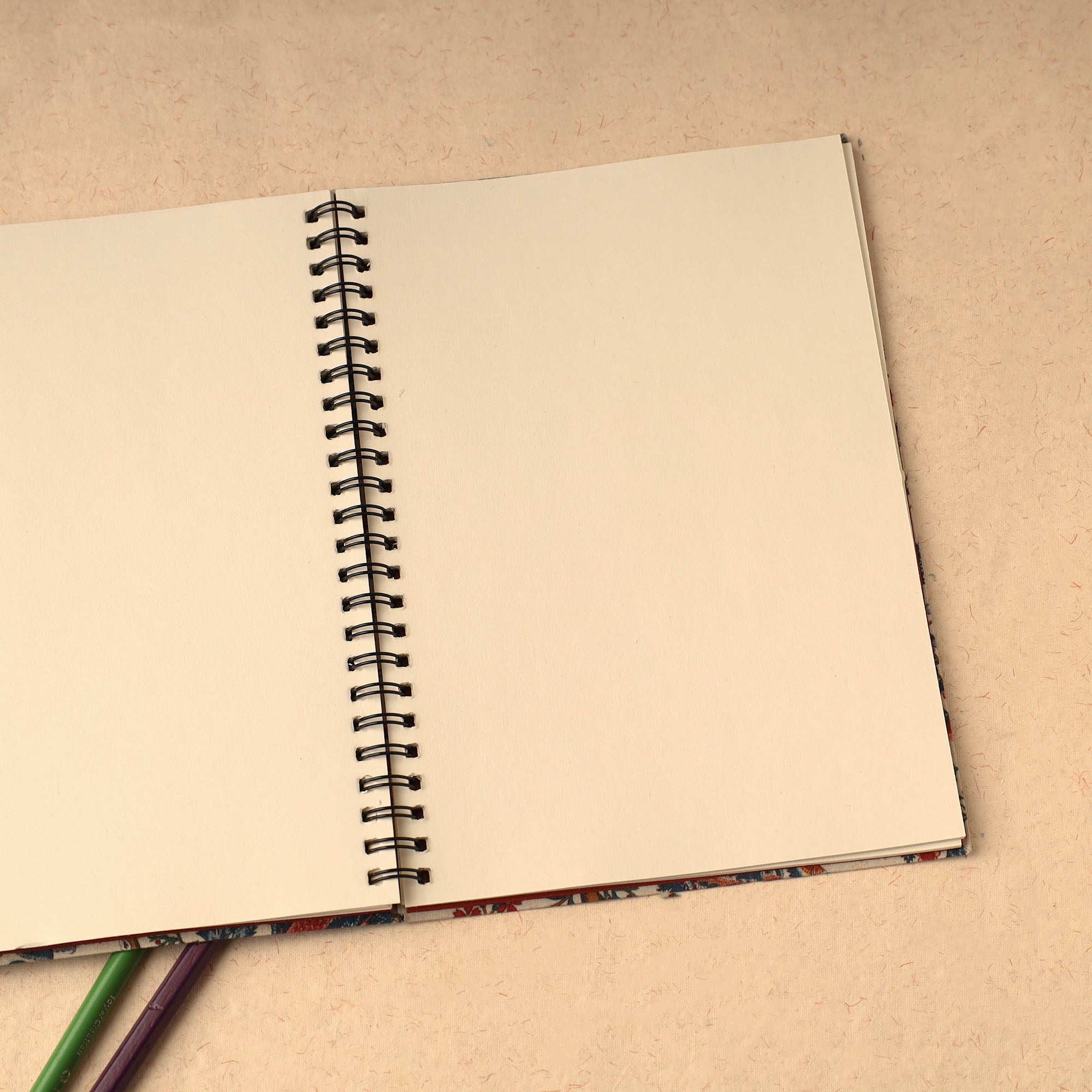 SUKRITI INPRINT Beige - Floral Printed Handcrafted Spiral Notebook (8 x 6 in) 02 - view 3