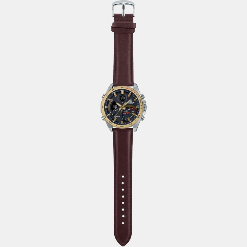 Casio Edifice Men Quartz Black Dial Analog-Digital Leather Watch EX530 - view 5