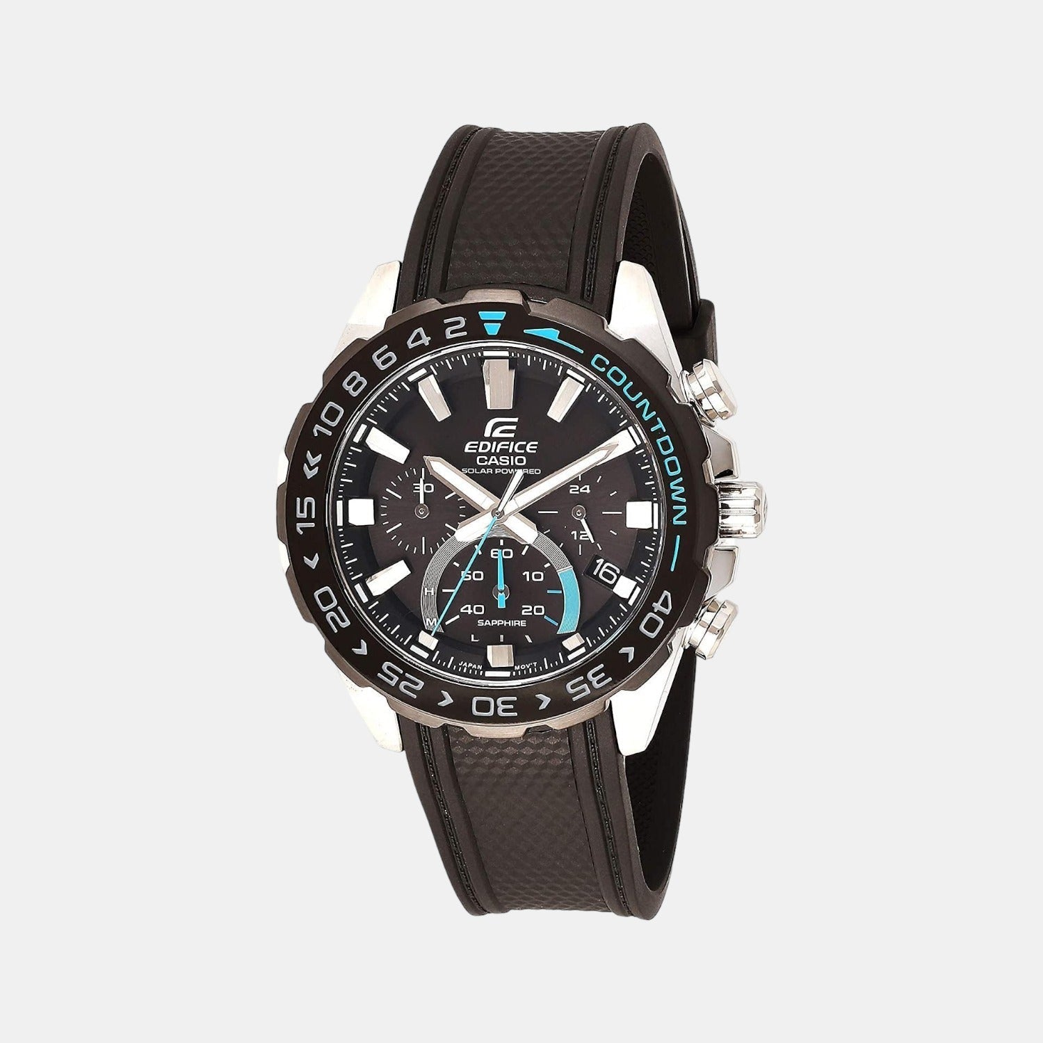 Casio Edifice Men Quartz Black Dial Chronograph Resin Watch ED477