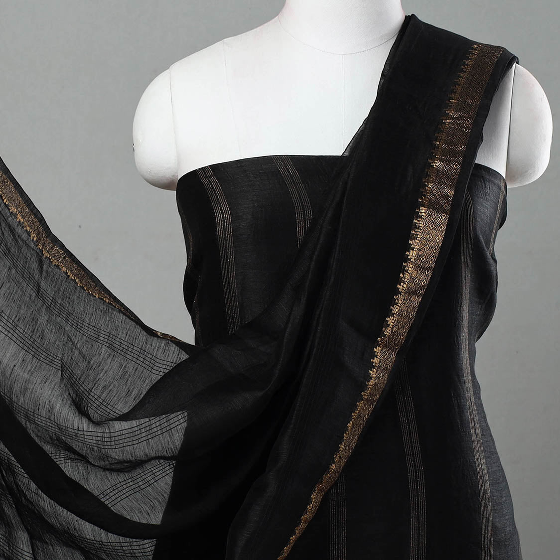 HAVELI CHRONICLES 3pc Linen Silk Handloom Plain Dress Material 02 - view 3