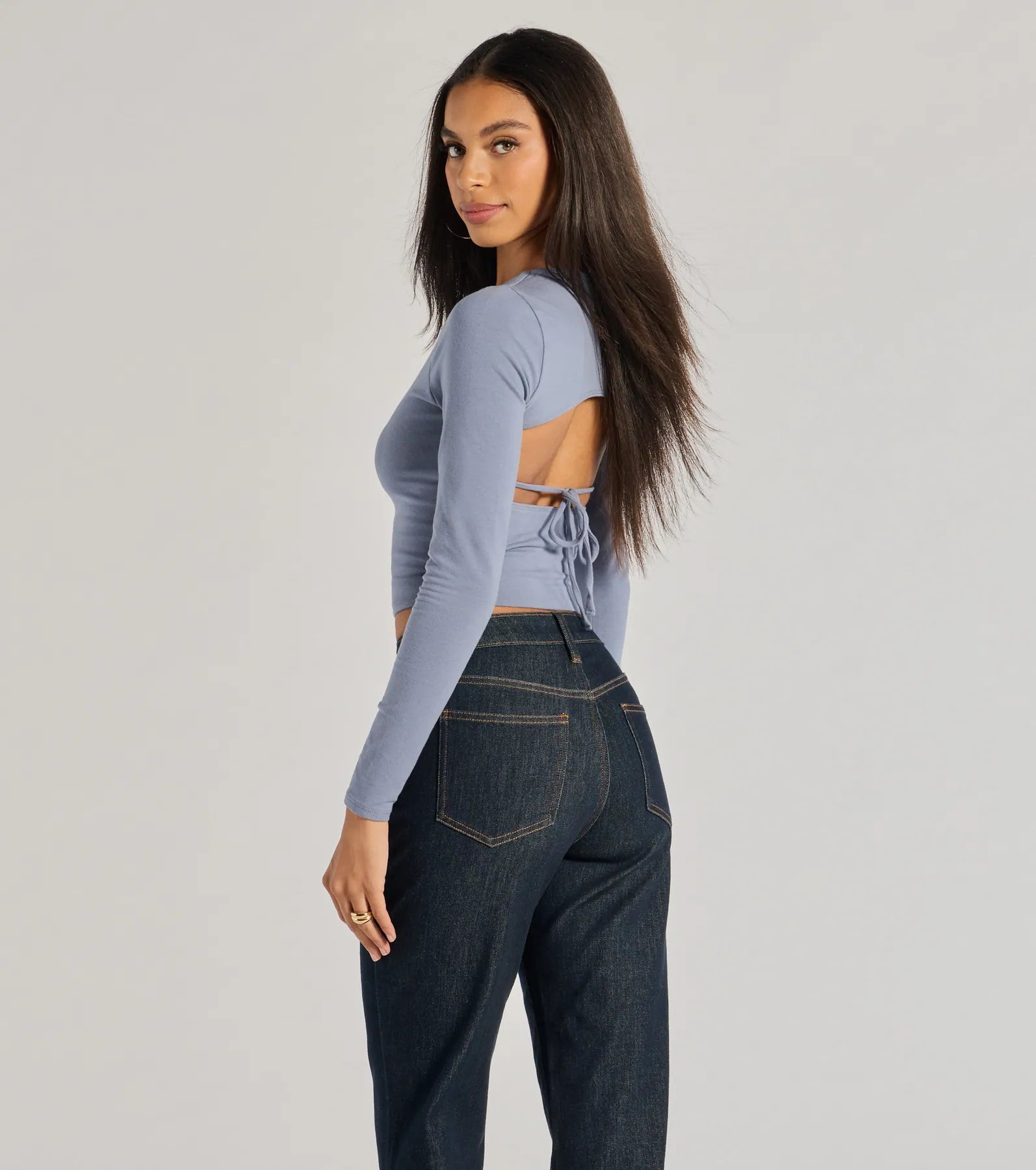 Windsor Elevated Staple Open Back Long Sleeve Top - view 2