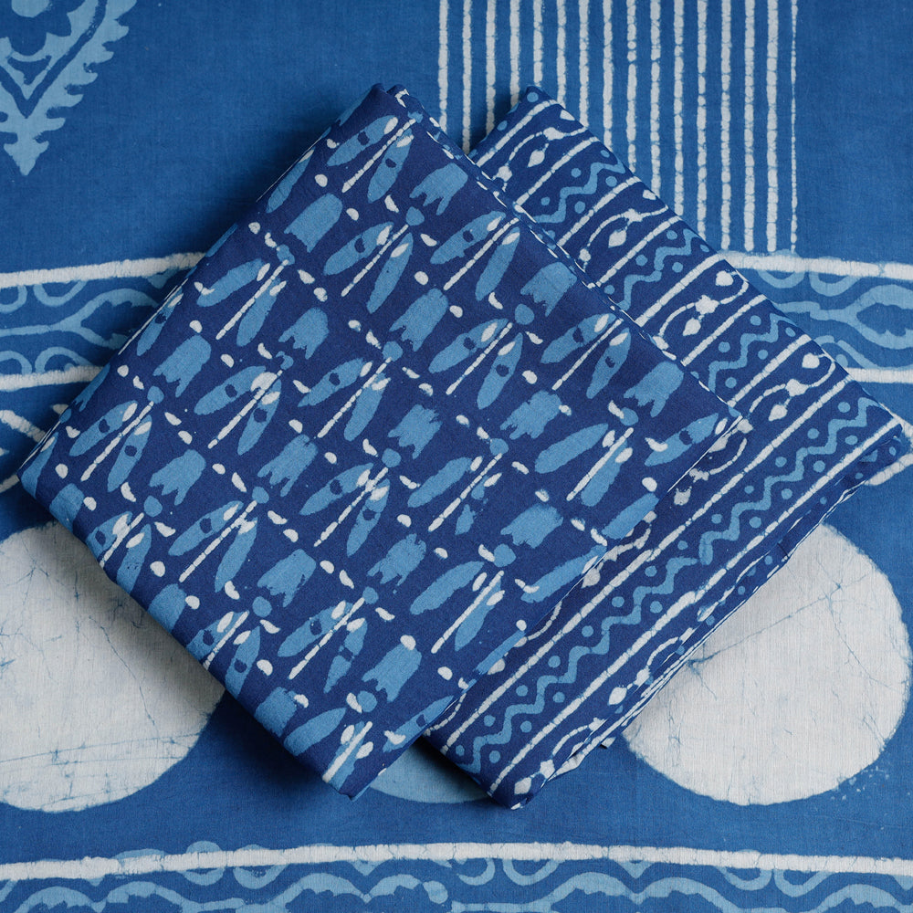 HAVELI CHRONICLES Blue - 3pc Cotton Block Printed Pipad Dress Material Set - view 2