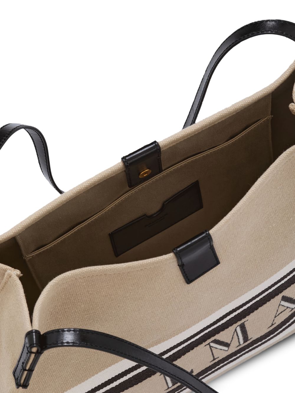 Balmain Medium Release Shopper Bag In Canvas And Calfskin - view 7