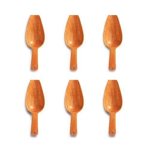 The Indus Valley Neem Wood Scoop Spoon for Measuring Flour/Grains/Rice/Sugar/Icecream – Set of 6