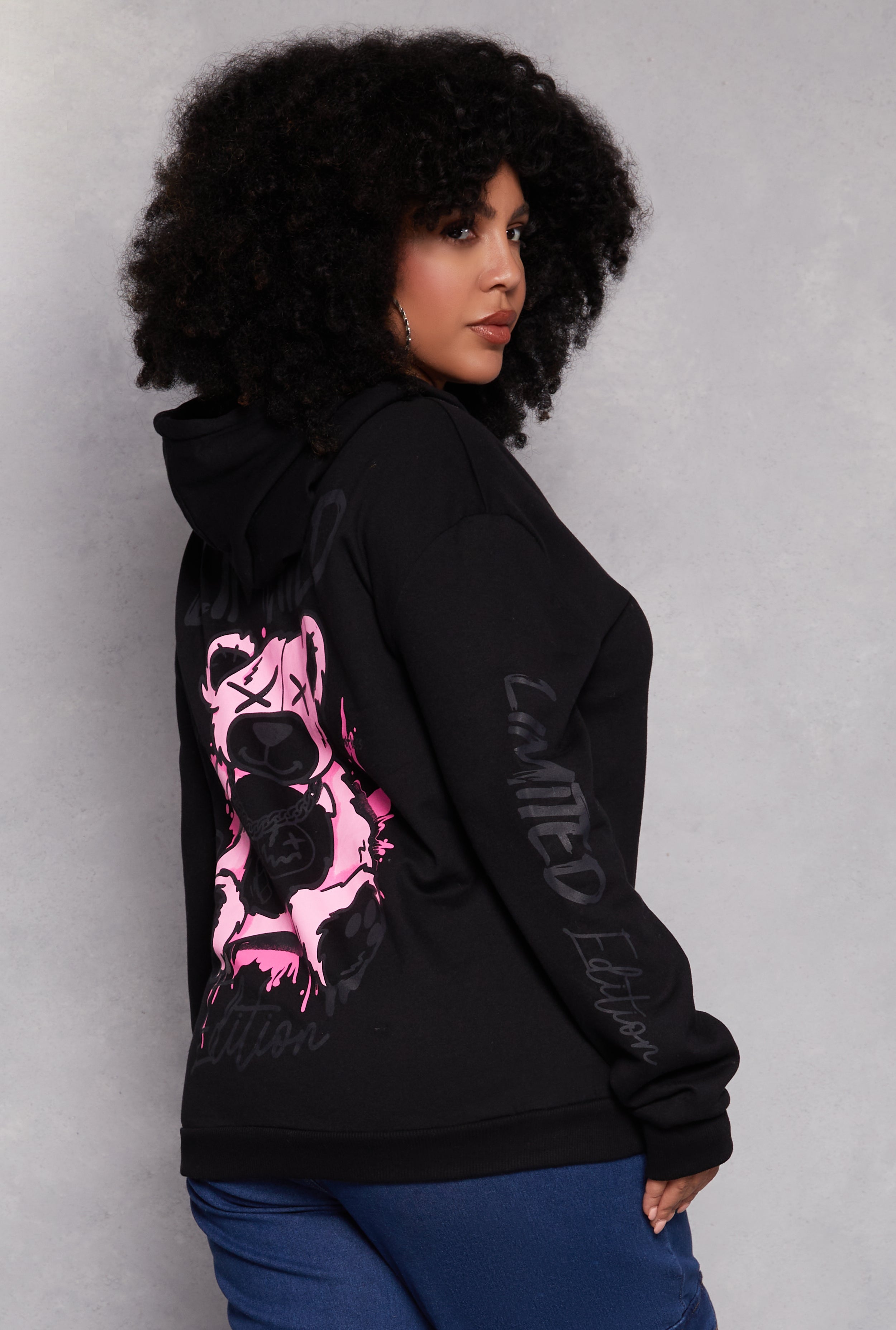 Rainbow Shops Plus Size Limited Edition Bear Graphic Hoodie