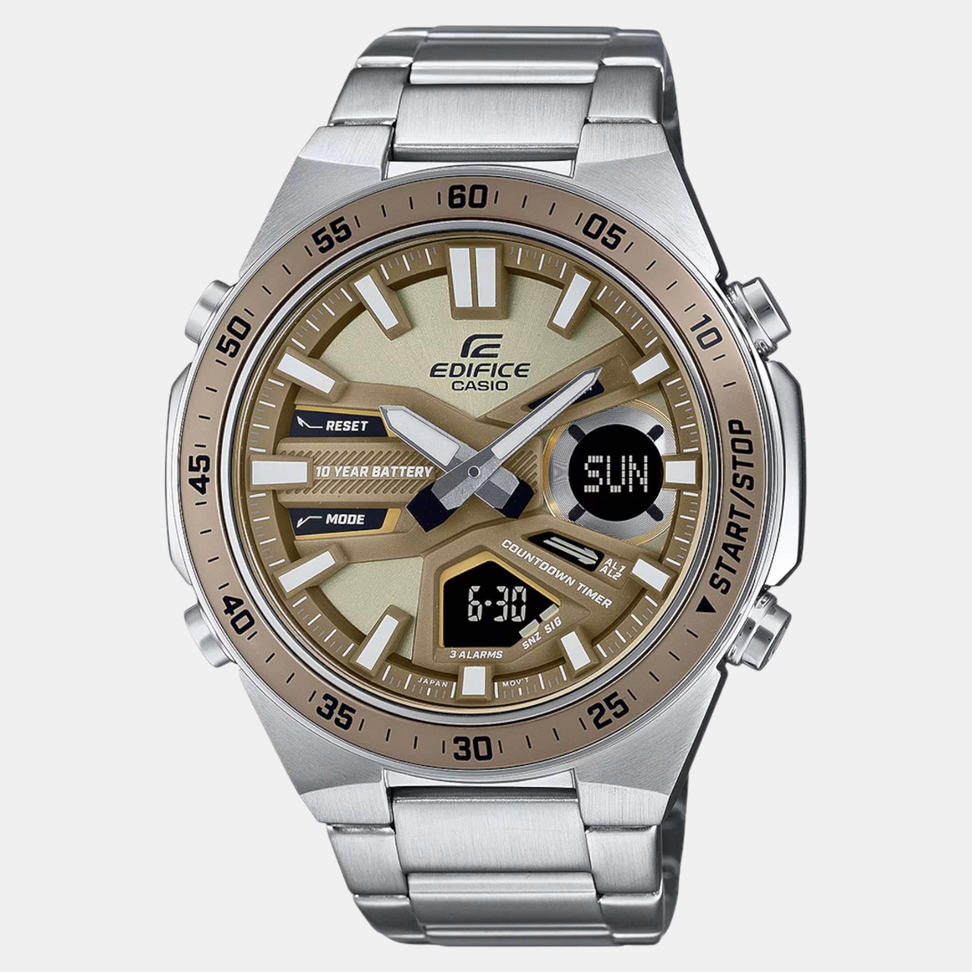 Casio Edifice Men Quartz Brown Dial Analog-Digital Stainless Steel Watch ED600