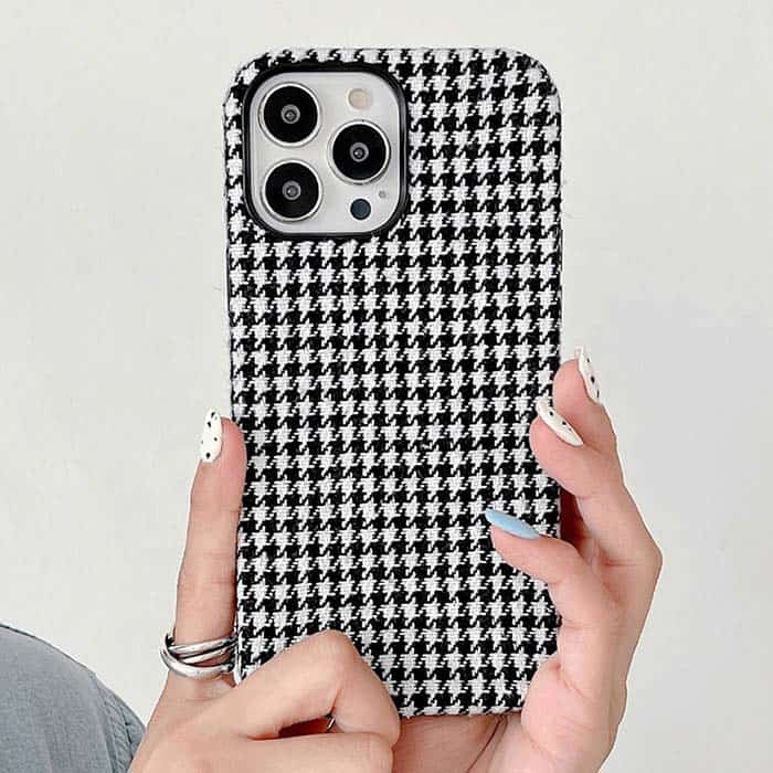 KShop iPhone 14 Pro Max Fabric Case - Black Grid - view 3